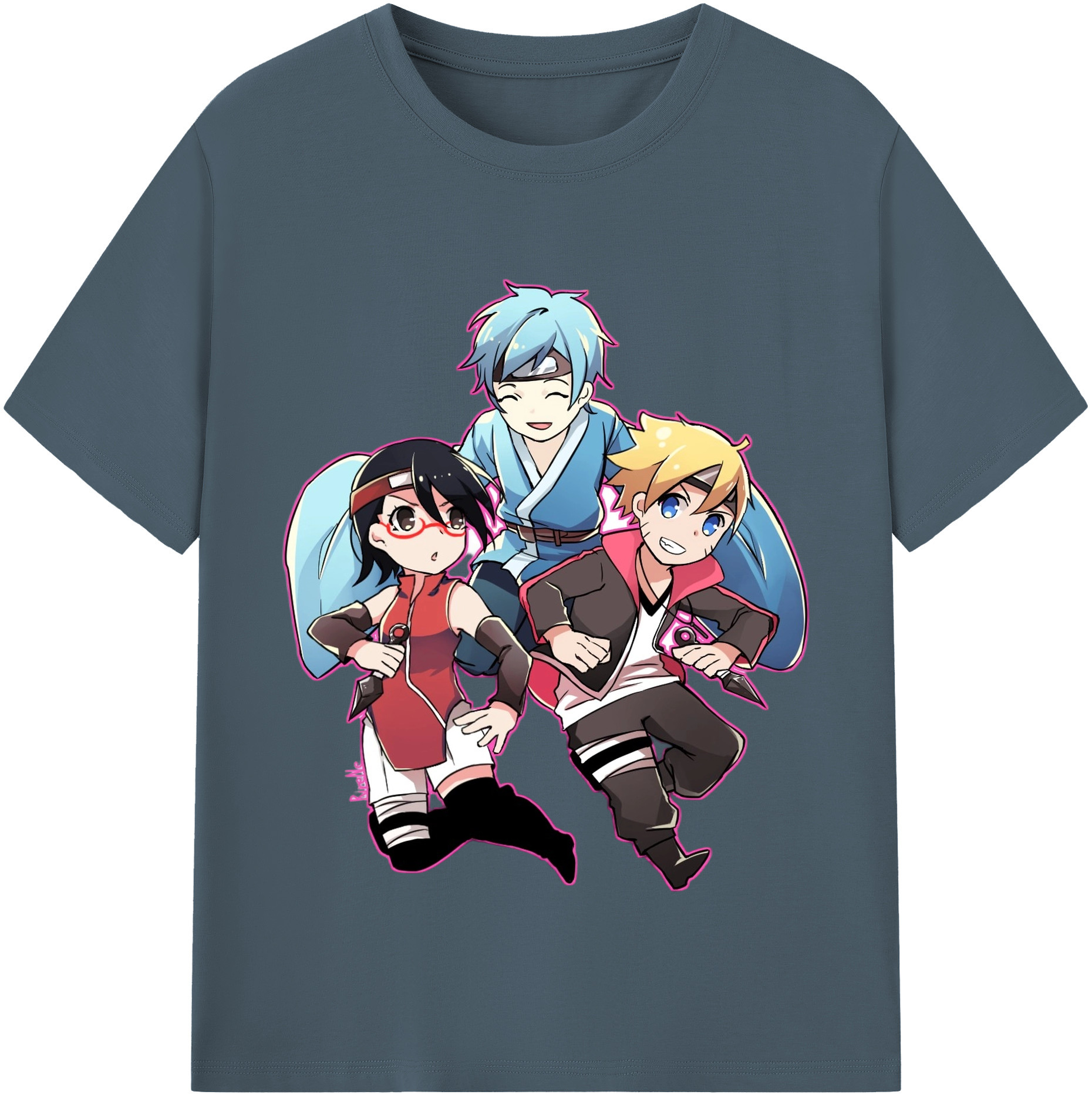 （画像用） NARUTO -ナルト- うちは サラダ Uchiha Sarada 綿100％半袖Tシャツ（フロントプリント）